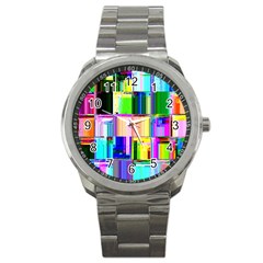 Glitch Art Abstract Sport Metal Watch