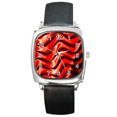 Fractal Mathematics Abstract Square Metal Watch