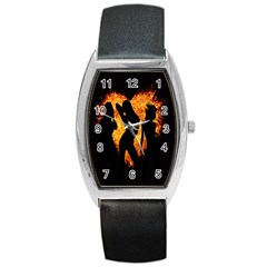 Heart Love Flame Girl Sexy Pose Barrel Style Metal Watch by Nexatart