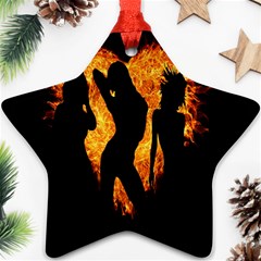 Heart Love Flame Girl Sexy Pose Star Ornament (two Sides) by Nexatart