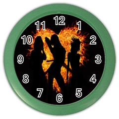 Heart Love Flame Girl Sexy Pose Color Wall Clocks by Nexatart