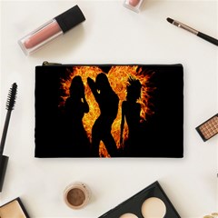 Heart Love Flame Girl Sexy Pose Cosmetic Bag (medium)  by Nexatart