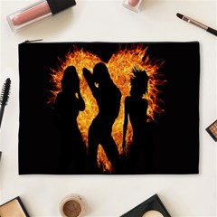 Heart Love Flame Girl Sexy Pose Cosmetic Bag (xl) by Nexatart