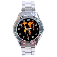 Heart Love Flame Girl Sexy Pose Stainless Steel Analogue Watch by Nexatart