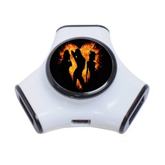 Heart Love Flame Girl Sexy Pose 3-port Usb Hub by Nexatart