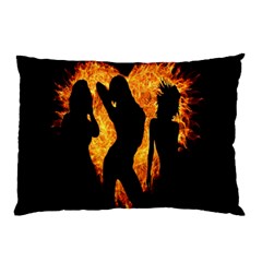 Heart Love Flame Girl Sexy Pose Pillow Case (two Sides) by Nexatart