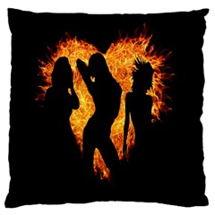 Heart Love Flame Girl Sexy Pose Large Cushion Case (two Sides) by Nexatart