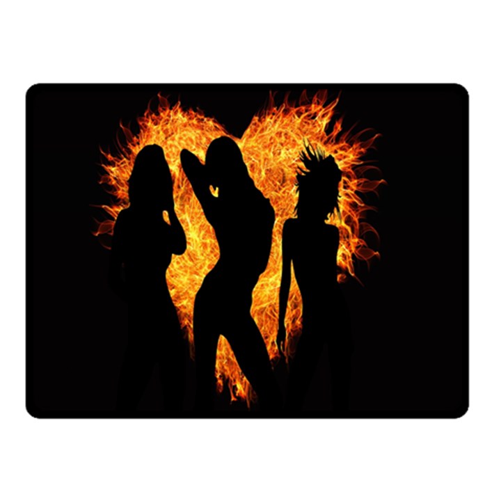 Heart Love Flame Girl Sexy Pose Double Sided Fleece Blanket (Small) 