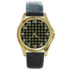 Irish Christmas Xmas Round Gold Metal Watch