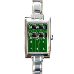 Green Circuit Board Pattern Rectangle Italian Charm Watch by Nexatart