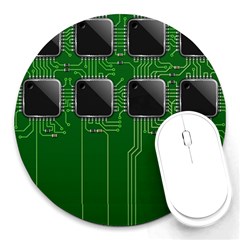 Green Circuit Board Pattern Round Mousepads by Nexatart