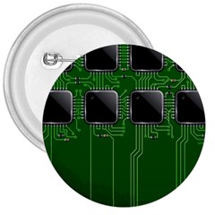 Green Circuit Board Pattern 3  Buttons by Nexatart