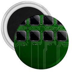 Green Circuit Board Pattern 3  Magnets