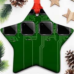 Green Circuit Board Pattern Ornament (Star)