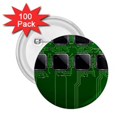 Green Circuit Board Pattern 2.25  Buttons (100 pack) 