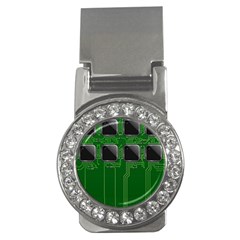 Green Circuit Board Pattern Money Clips (CZ) 