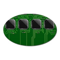 Green Circuit Board Pattern Oval Magnet