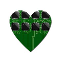 Green Circuit Board Pattern Heart Magnet