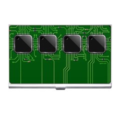 Green Circuit Board Pattern Business Card Holders