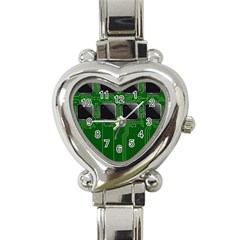 Green Circuit Board Pattern Heart Italian Charm Watch