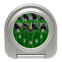 Green Circuit Board Pattern Travel Alarm Clocks