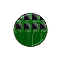 Green Circuit Board Pattern Hat Clip Ball Marker (4 Pack) by Nexatart