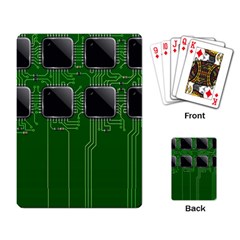 Green Circuit Board Pattern Playing Card by Nexatart