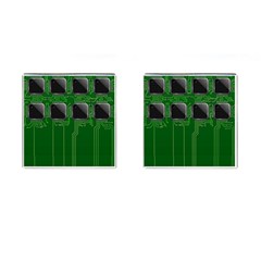 Green Circuit Board Pattern Cufflinks (square)