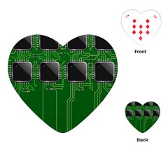 Green Circuit Board Pattern Playing Cards (heart)  by Nexatart