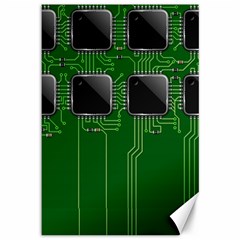 Green Circuit Board Pattern Canvas 12  X 18   by Nexatart