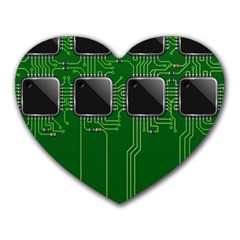 Green Circuit Board Pattern Heart Mousepads by Nexatart