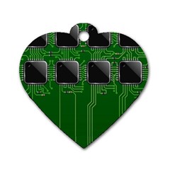 Green Circuit Board Pattern Dog Tag Heart (One Side)