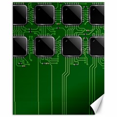 Green Circuit Board Pattern Canvas 11  x 14  