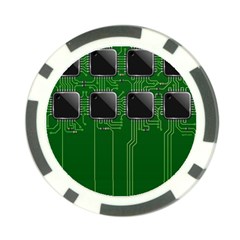 Green Circuit Board Pattern Poker Chip Card Guard