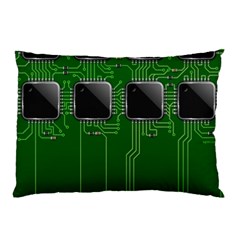 Green Circuit Board Pattern Pillow Case