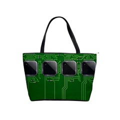 Green Circuit Board Pattern Shoulder Handbags