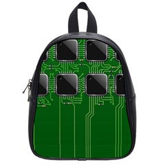 Green Circuit Board Pattern School Bags (small) 