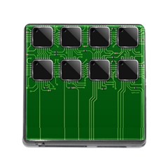 Green Circuit Board Pattern Memory Card Reader (Square)