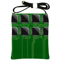 Green Circuit Board Pattern Shoulder Sling Bags