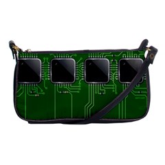 Green Circuit Board Pattern Shoulder Clutch Bags