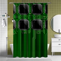 Green Circuit Board Pattern Shower Curtain 48  x 72  (Small) 