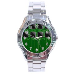 Green Circuit Board Pattern Stainless Steel Analogue Watch