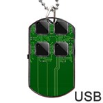 Green Circuit Board Pattern Dog Tag USB Flash (Two Sides) Front