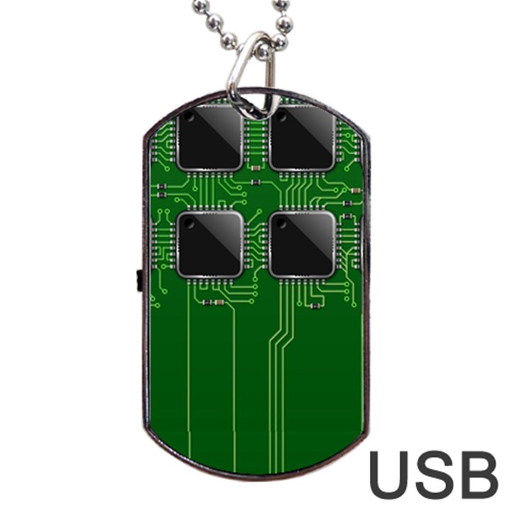 Green Circuit Board Pattern Dog Tag USB Flash (Two Sides)