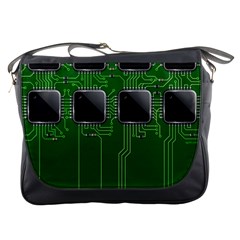 Green Circuit Board Pattern Messenger Bags