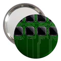 Green Circuit Board Pattern 3  Handbag Mirrors