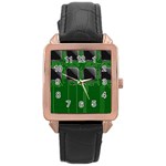 Green Circuit Board Pattern Rose Gold Leather Watch  Front