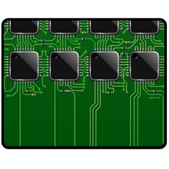 Green Circuit Board Pattern Double Sided Fleece Blanket (medium) 