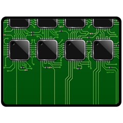 Green Circuit Board Pattern Double Sided Fleece Blanket (Large) 