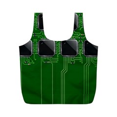 Green Circuit Board Pattern Full Print Recycle Bags (M) 